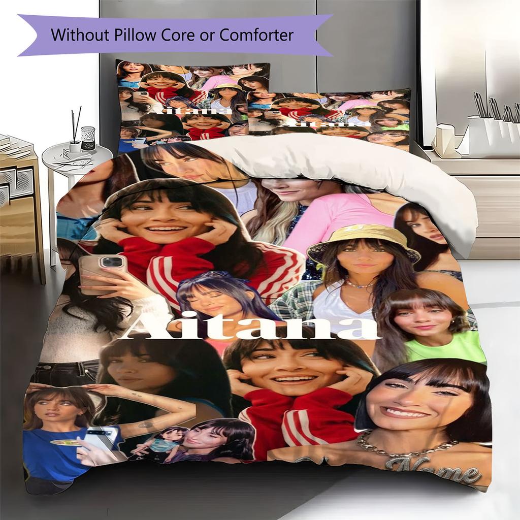 Aitana Custom Name Pattern Bedding,Quilt Set Quilt Cover Pillowcase Home Birthday Gift(1 * Duvet Cover + 2 * Pillowcase, Without Core)