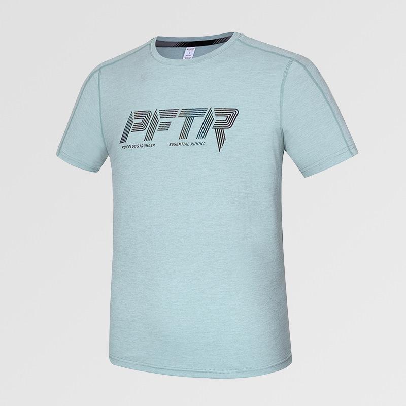 

Мужская быстросохнущая спортивная футболка с круглым вырезом свободного кроя - Дышащая, эластичная, с коротким рукавом для летнего бега и фитнеса M серо голубой