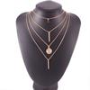 C131 New Product Five-Pointed Star Round Disc Geometric Necklace Fashionable Personality Multi-Layer Necklace 4 Layers