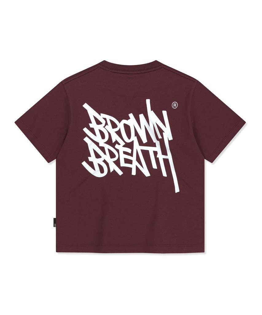BROWNBREATH W Tag Crop Tee - Burgundy