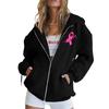 Women's Breast Sweatshirt Ribbon Breast Long Sleeve Hooded Pocket Casual Sweatshirt Jacket