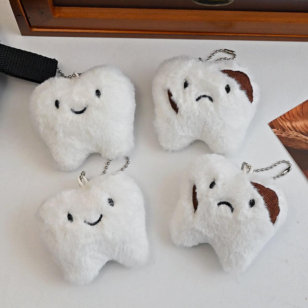 Cute Cartoon Tooth Plush Doll Keychain Creative High Value Bag Pendant Ornament