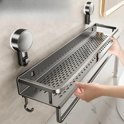 Bathroom Rack Bathroom Shelf Toilet Space Aluminum No Drill Hanging Rack Bathroom Organizer Hang On The Wall Suction Cup