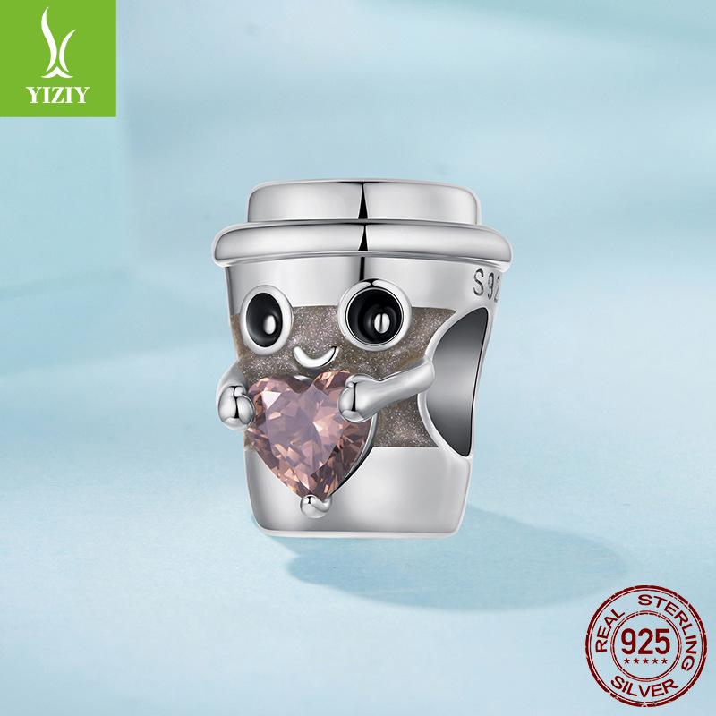 Creative Design Love Coffee Cup Beaded Accessories S925 Sterling Silver Cozy Life Diy Beads Loose Beads
