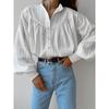 Fashion 2025 Autumn French Style Shirt Lantern Sleeve Elegance White Tops Classy Feeling Tong Qin