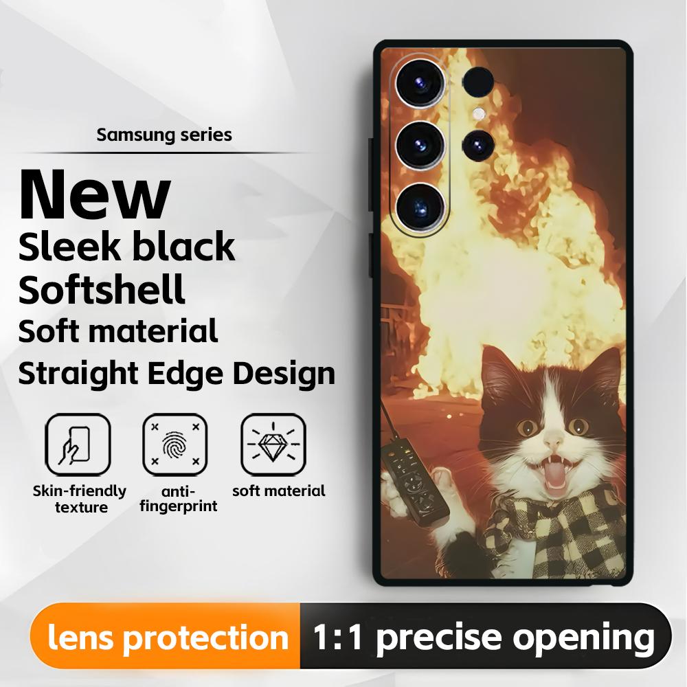 Funny Cat Memes Phone Case For Samsung Galaxy S26 S25 S24 S23 S22 S21 Plus Ultra Note20 Soft Black