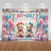 Lo sfondo a tema Reveal del genere decorazioni per feste di bambini forniture rosa blu orso banner regalo doccia per neonati fotografia4880