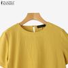 ZANZEA Women Casual Round Neck Solid Color Summer Short Sleeve T-Shirts
