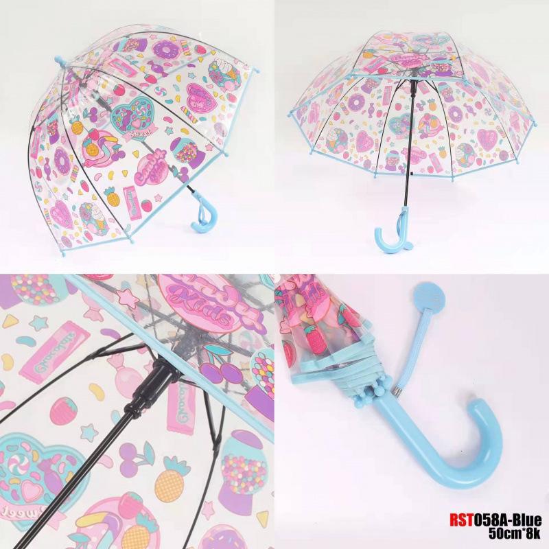 Ombrello Trasparente Manico Lungo Unicorno per Bambini - Carino Design Cartoon per l'Asilo