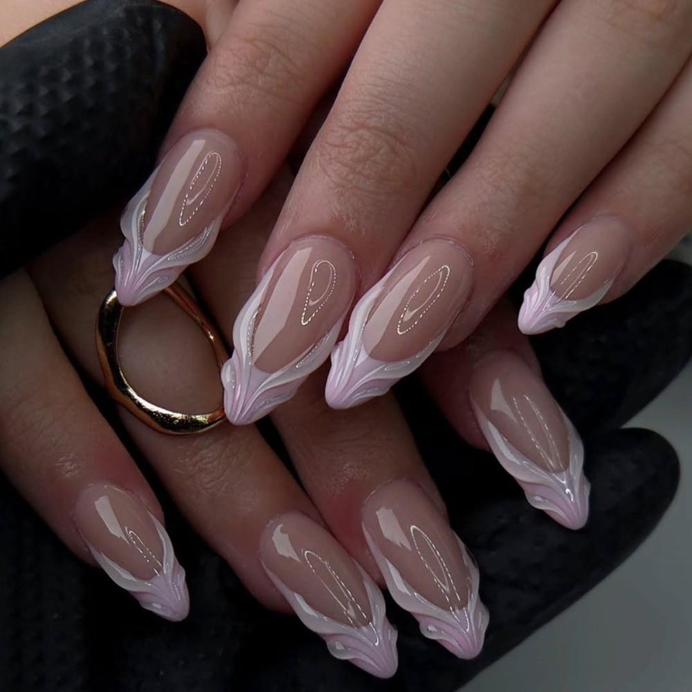 24 Stück Abnehmbare Press-on-Nägel Vollabdeckung Falscher Nagel Neue Nagelspitzen Damen