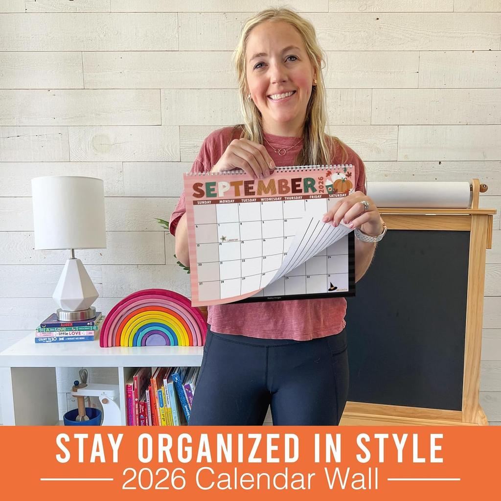 2026 Wall Calendar Large - Spiral Wall Calendars 2026-2027, 18 Months Calendar from January 2026 to June 2027, Hanging Calendars for Home, Office,