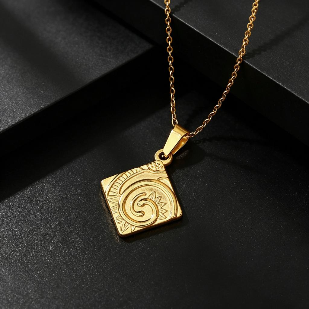 Atoztide Fashion Rose Angle Pendant Necklace for Women Stainless Steel Jewelry Elegant Gold Color Choker Chain Birthday Gift