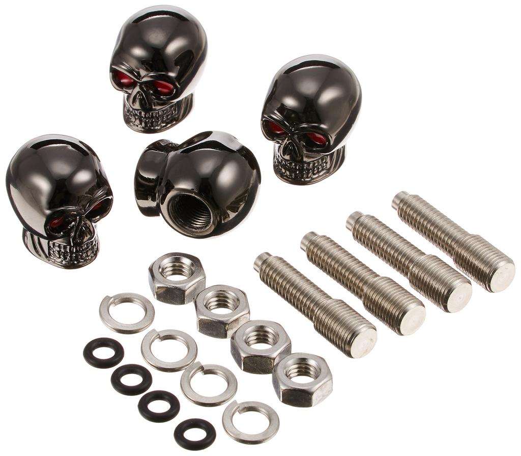 Fortune JDM Skull Head Number Bolt Air Valve Cap Black Chrome & LSH-BC