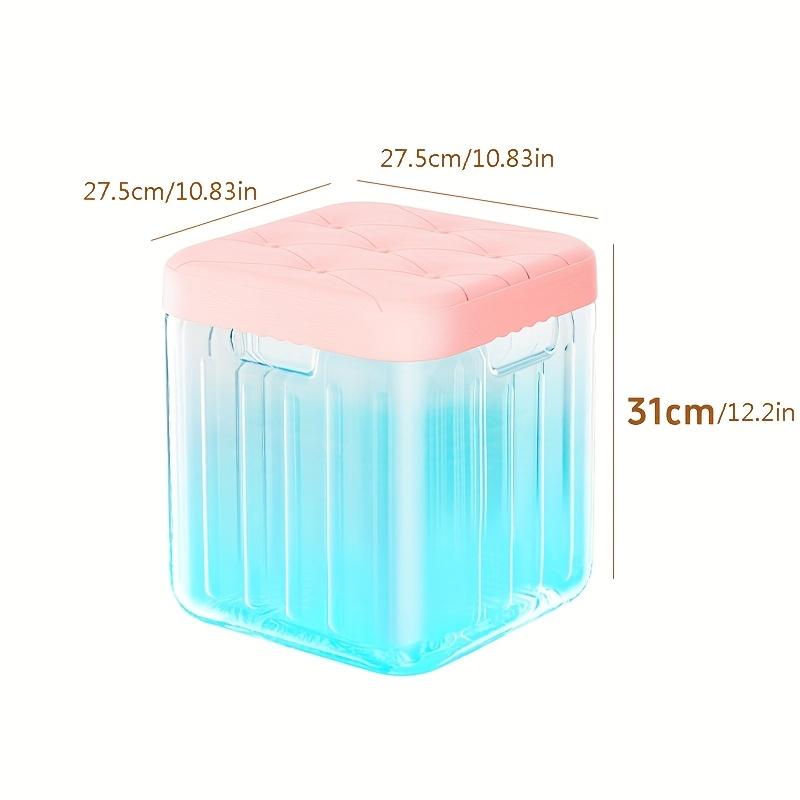 Transparent Square Storage Stool with Flip-Top Lid - Large Capacity Multi-Functional Organizer for Toys and Accessories