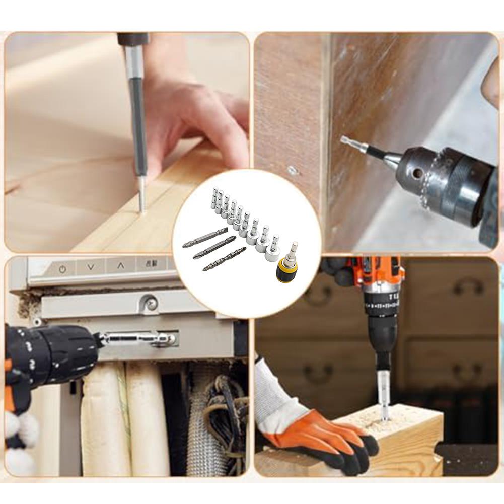 13pcs Socket Wrench Set Hex Shank 5mm To 13mm For Manual/electric Screwdrivers Carbon Steel Drills Power Tools Spare Parts