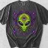 Acid Green Alien Graphic Tee, 90s Rave, Comfort Colors Cotton