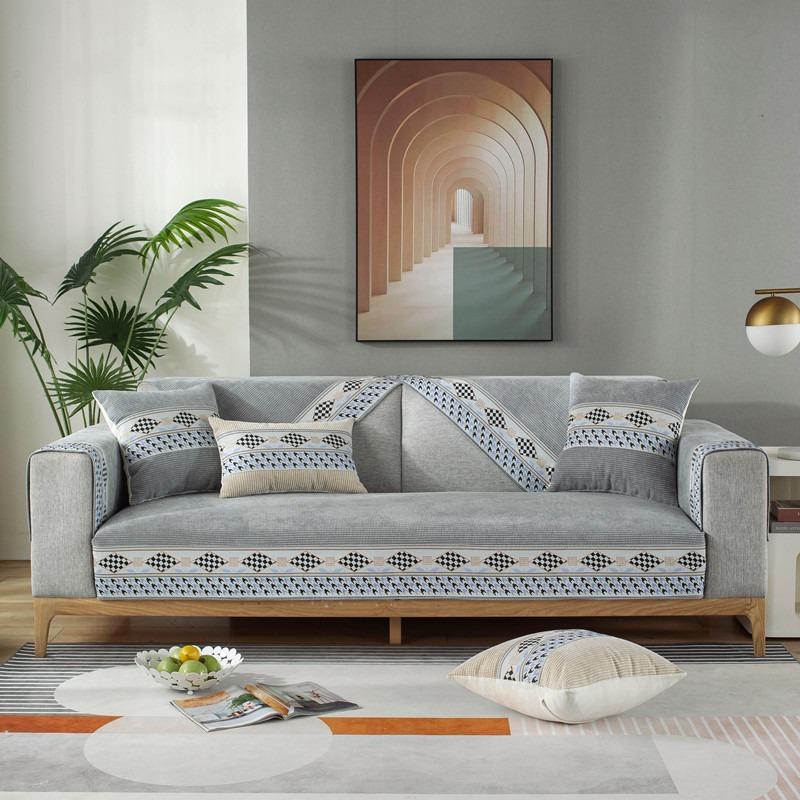 

Простая подушка для дивана в скандинавском стиле, универсальный нескользящий кожаный чехол для дивана Four Seasons, высококачественная подушка из синели, спинка, тканевый чехол для полотенец 70*70