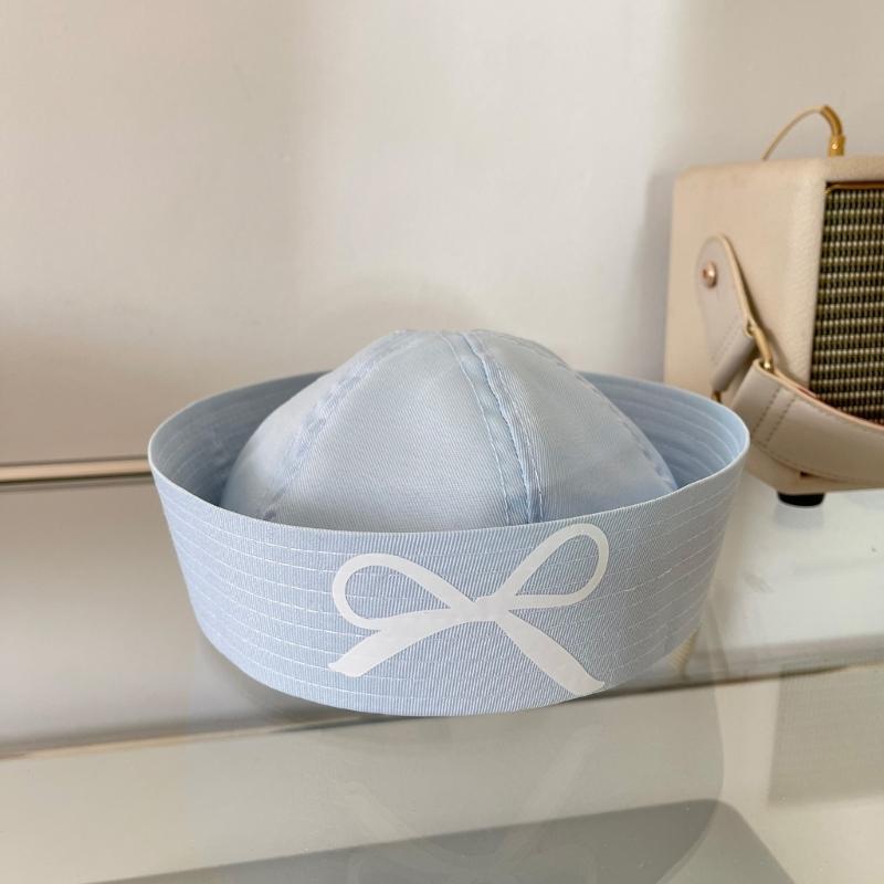 Uniform Beret Hat for Women Breathable Sailor Hat Girl Bowknot Print Domed Hat Subcultures Roleplay Headwear