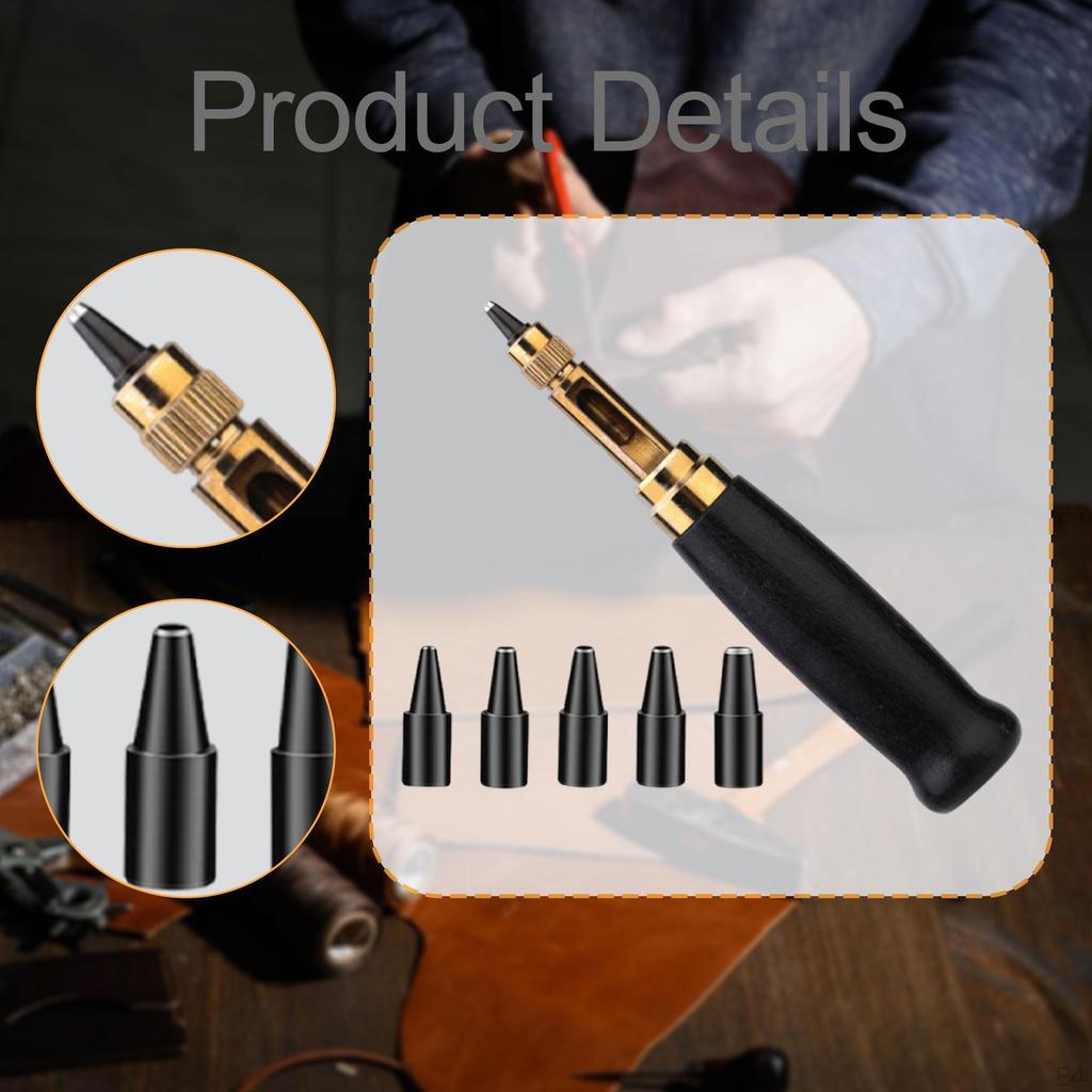 Automatisches Lederlochstanzer-Set Rotationswerkzeug für Papierbasteln, mit 6 austauschbaren Spitzen