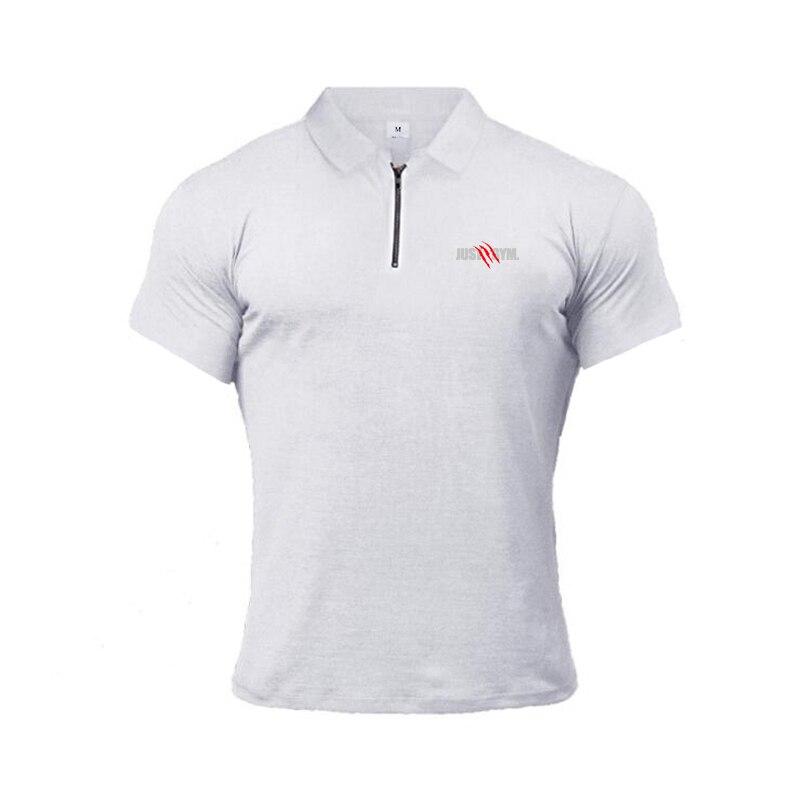 Muscleguys Polo slim in cotone da uomo con stampa zip stile europeo e americano alla moda con t-shirt slim fitness a maniche corte