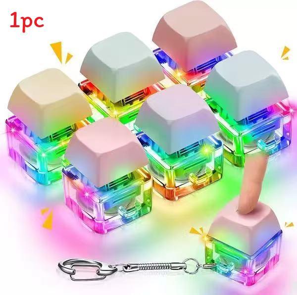 Stress Relief Keychain With Luminous Buttons For Anxiety And Fidget Anxiety Toys One Button