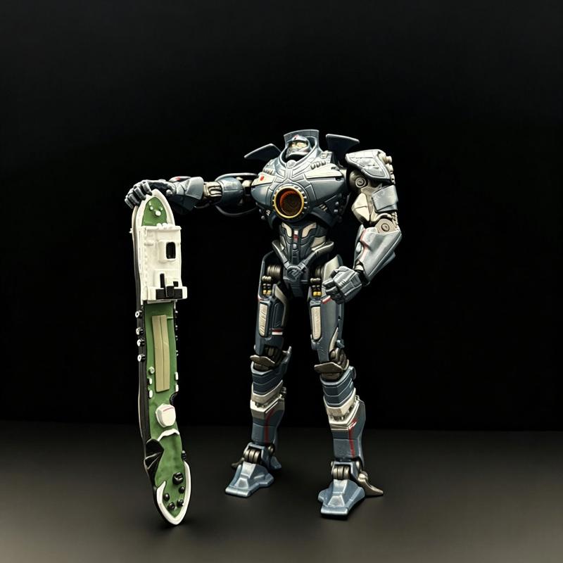 Robot de Science-Fiction Gipsy Danger 20cm Figurine d'Action Éclairée par LED Galvanisée Multiples Accessoires Modèle Méca Jouet Collection Cadeaux