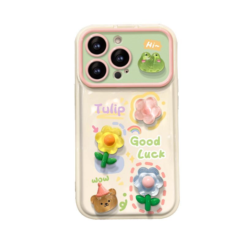 Applicable To Apple 15 Mobile Phone Case IPhone 14 Frog Flower Doll Bracelet 13 Window Flip 12 Cute Silicone 7P