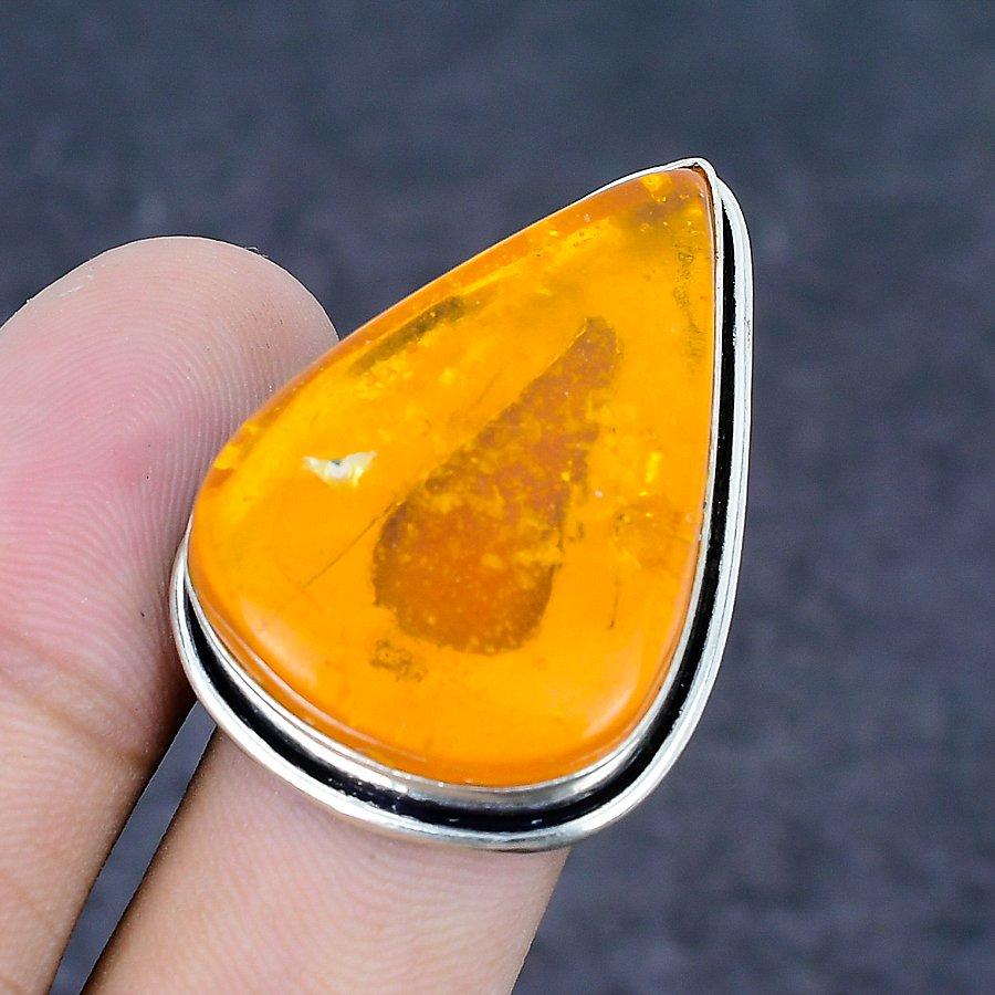 Baltic Amber Gemstone 925 Sterling Silver Jewelry Ring Size 9