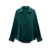 Spring New Women's Clothing French Style Retro Lapels Long Sleeves Minimalist Easiest for Match Silk Satin Textured Shirt 2074580
