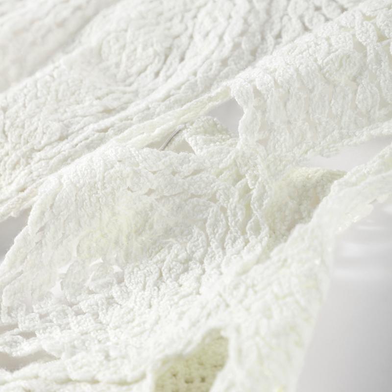 Sexy Häkel-Strick Strand Mini Kleid Damen Aushöhlen Neckholder Ärmellos Rückenfrei Schnürung Weibliche Kleider 2024 Sommer Dame Slim Roben