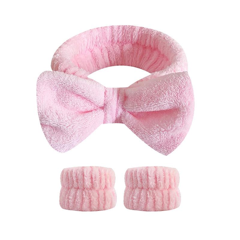 Cute bow headband and wristband set, Beauty makeup headband wristband, ladies spa headband for face washing, makeup headband, skincare headband