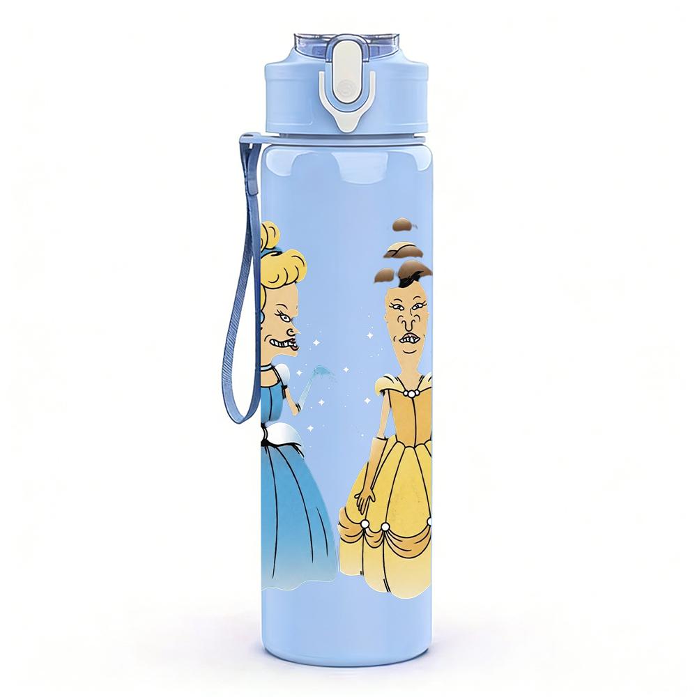 1PC Vintage Royal Princess Cartoon Lady Print 750ml Portable Sports Water Bottle Leakproof Gym Outdoor Travel Drink Cup