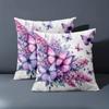 1 Pieces -2D Flat Printing Lilac And Butterfly Patterned Decorative Throw Pillows Polyester Pillowcase, Sofa  Cushion Cov