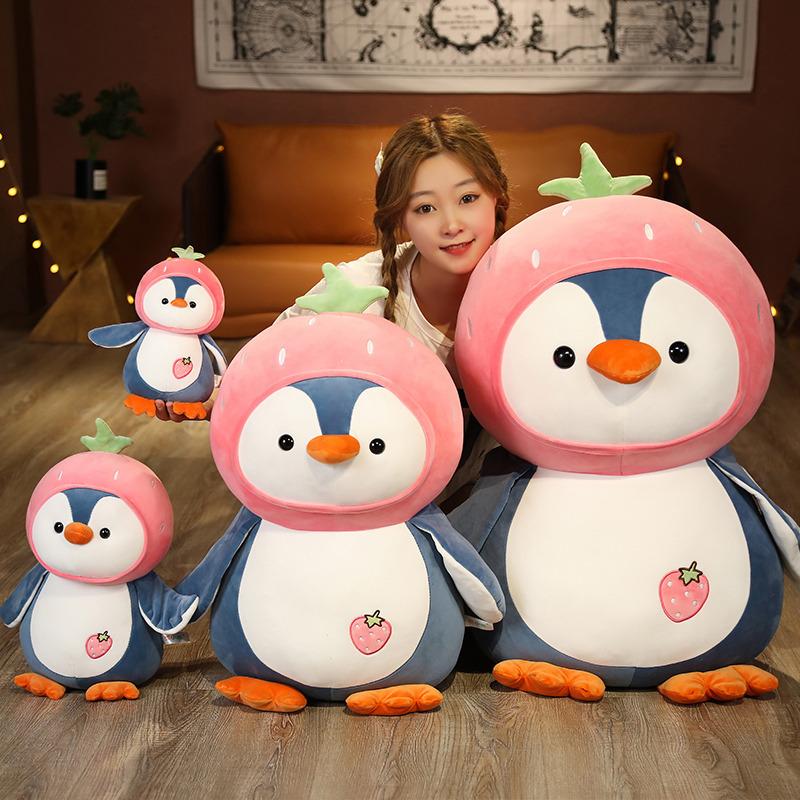 Cute Fruit Penguin Doll Plush Toy Zoo Couple Penguin Doll Baby Sleeping Soothing Rag Doll