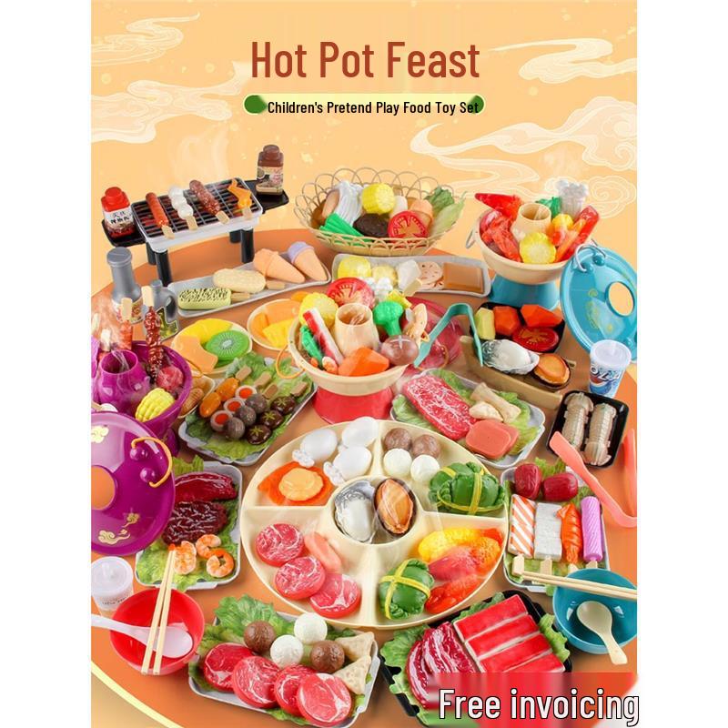

Dollhouse Toddler Kitchen Toys: Pretend Play BBQ & Hot Pot Set for Kids Standard