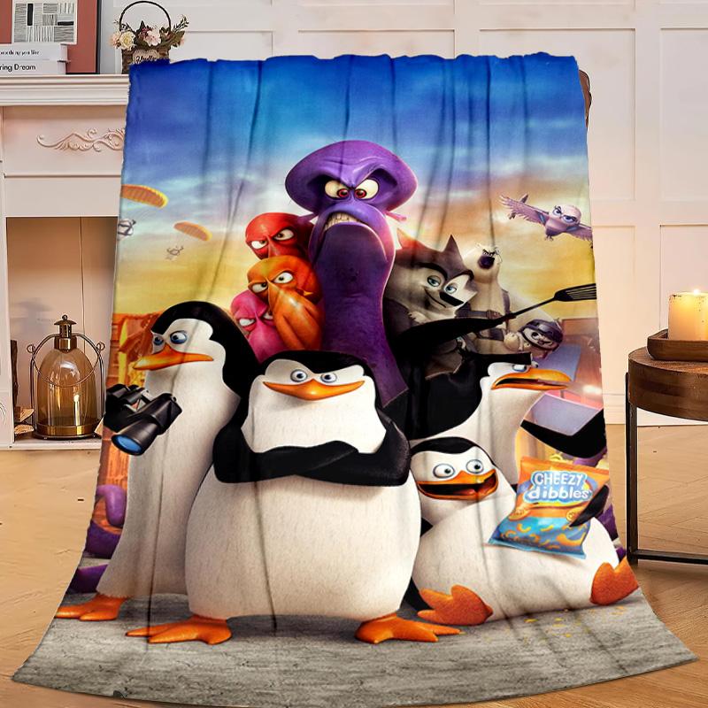 1PC Penguins Dventure Flannel Blanket Gift, Suitable for Both Men And Women, Soft Ideal for Beds And Sofa, Birthday Or Christmas Gift