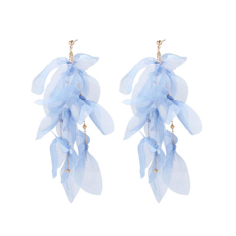 Less Heart Temperament Fringed Fabric Earrings, Handmade Niche Long Fairy Earrings