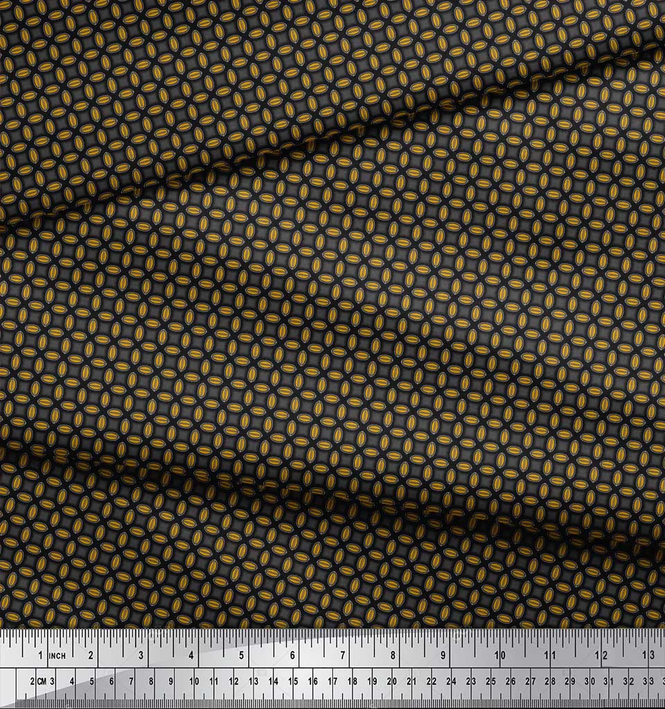 Soimoi Blue Japan Crepe Satin Fabric Semi Circle Geometric Print Fabric by the Metre 42 Inch