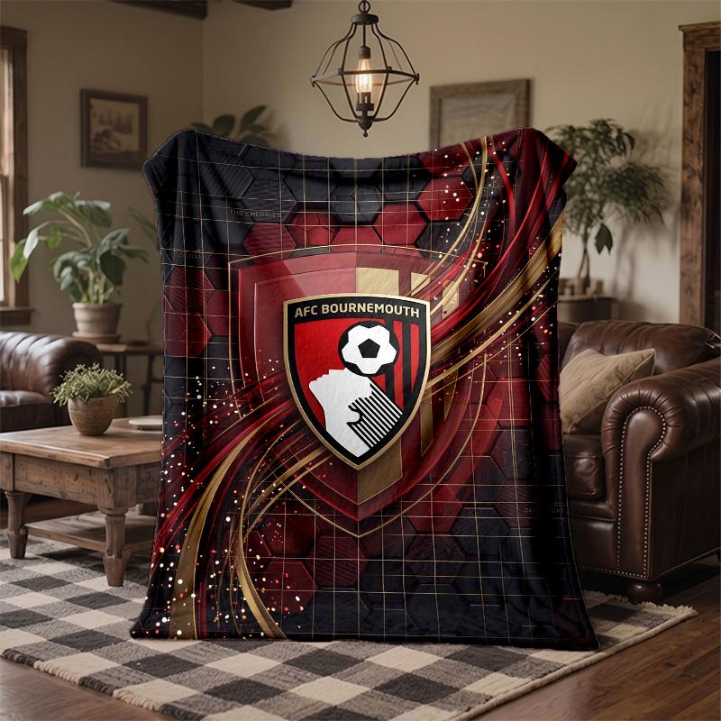 Bournemouth Football Print Flannel Blanket Soft Warm Sofa Bed Throw Blanket For Home Office Bedroom