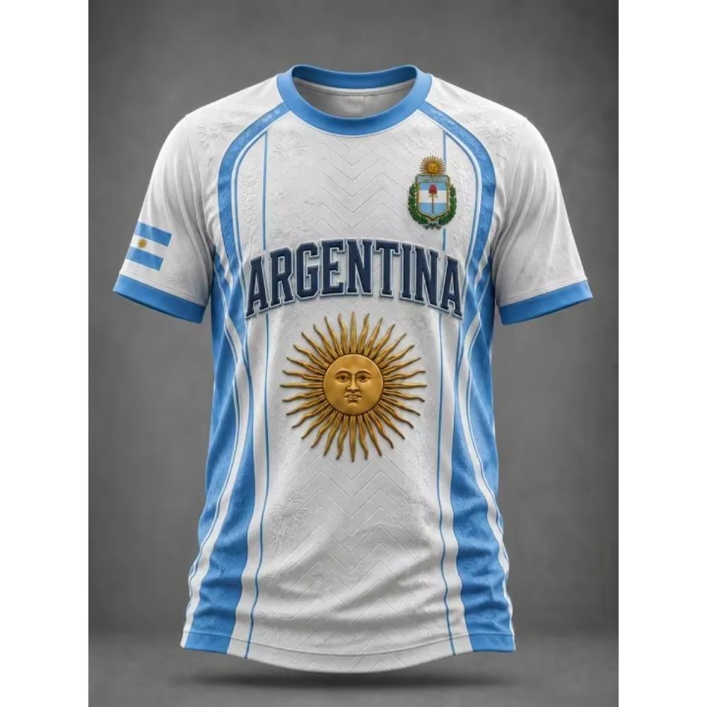 2026 Neues Argentinien Nationalmannschaft Fußballtrikot Lässiges Sporttraining Fan Schnelltrocknendes T-Shirt für Damen Passend Y2k Bequem
