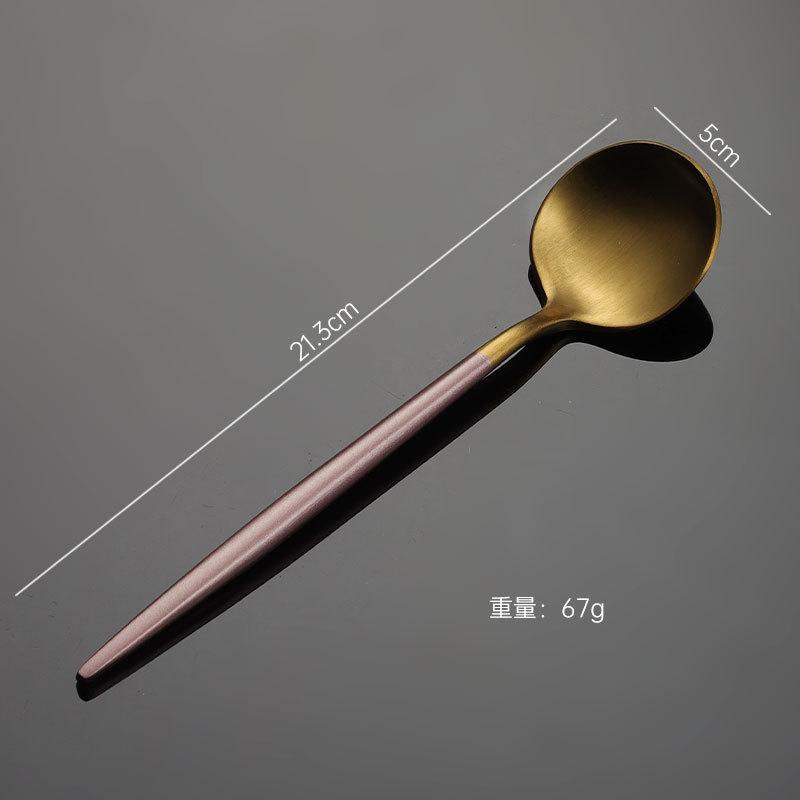 304 Stainless Steel Portuguese Knife and Fork Spoon Titanium-plated Gold Thick Western Tableware Paint Handle Wedding Gift