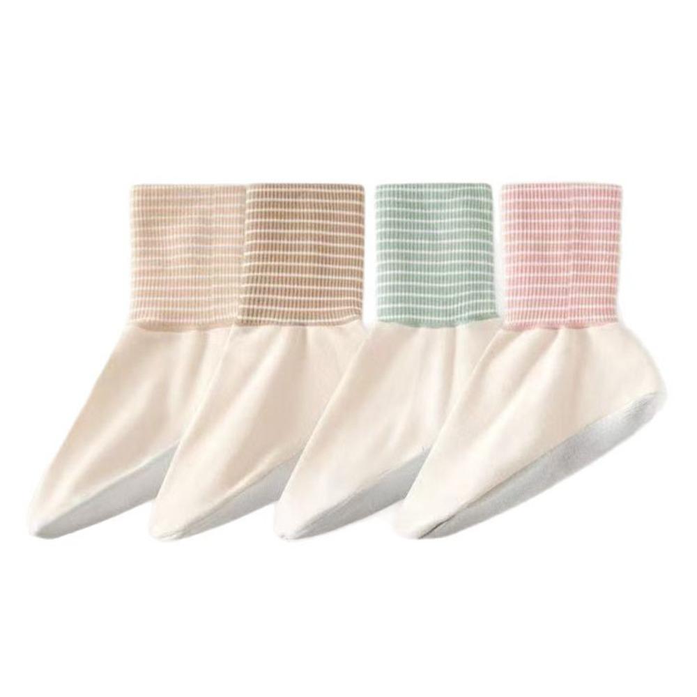 4Pairs Patchwork Cartoon Stripe Socks Thicken Middle Tube Socks Air Conditioning Sleep Socks  Women 4Pairs