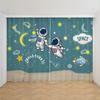 2pcs Cartoon Space Astronaut Curtain,Boys Kids Rocket Planet Thin Shading Curtain for Bedroom Living Room 2023 New Custom