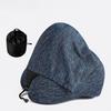 Travel Neck Pillow with Hood Memory Foam U-shaped Pillow with Adjustable Drawstring Breathable Neck Cushion for Airplane Car Long Flights Road Trips