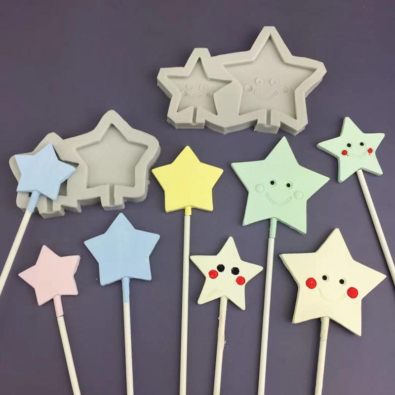 Silikonová forma na lízátka ve tvaru hvězdy, epoxidová pryskyřičná forma na valentýnský fondán, zdobení dortů, nástroje na pečení, příslušenství.