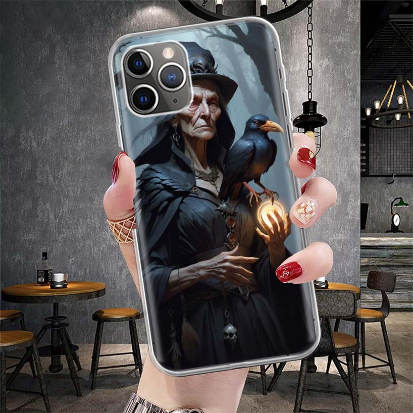 Halloween Moon Witch Horror Soft Phone Case For IPhone 11 17 Air 16E 16 Pro Max 15 + 14 Plus 13 Mini 12 Apple 7 SE 8 Fundas Coqu