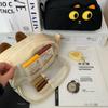 Fashion Pencil Case for Kids Cute Cartoon Embroidery Capybara Kitten Pencil Pouch Large Capacity Stationery Storage Bag