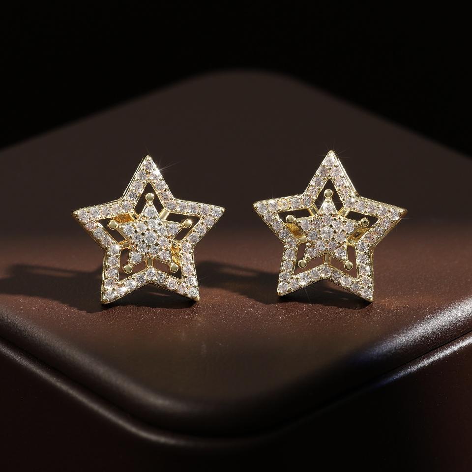 ZAKOL Exquisite Fashion Five-pointed Star Micro-set Zircon Stud Earrings For Women Geometric Daily Simple Jewelry Accessories