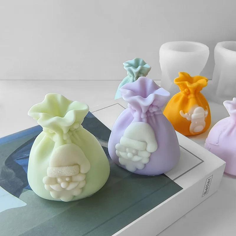 New Christmas Candle Gift Bag Mold DIY Aromatherapy Candle Christmas Decoration Plaster Ornament Grinding Tool