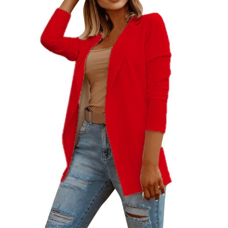 Womens Slim Fit Solid Color Blazer Jacket Casual Office Wear Lightweight Long Sleeve